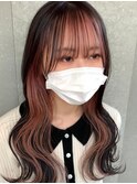 前髪インナーカラーピンク！