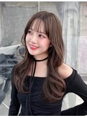 黒髪韓国小顔レイヤーイメチェン暗めオリーブグレークラゲヘアー