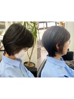 ゲイン(Gain)&nbsp;ショートカット白髪ぼかしダブルカラーハイライトレイヤーカット