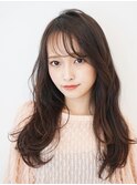 小顔セミウェットウェーブピンクベージュハイライトカラー