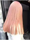 ダブルカラーピンクベージュベージュカラーケアブリーチレイヤー