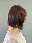 タッセルボブ/切りっぱなしボブ/暖色系/ピンクブラウン/艶髪