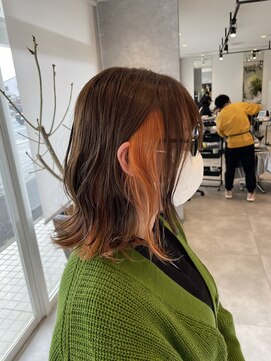 ホワイト(WHITE) インナーカラー×ボブ