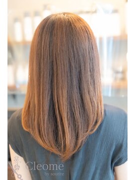 クレオメ 田町店(Cleome) シースルーバング大人ガーリーミディアムレイヤーカット黒髪美髪