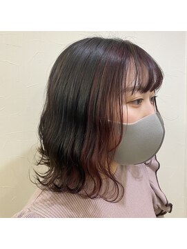 エンレイ(enRei) 20代30代黒髪暗髪ナチュラルインナーカラー大人可愛い外ハネボブ