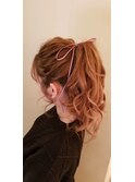 リボンを使ったナチュラルヘアセット