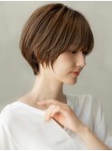 20代30代丸みショート似合わせカットシースルーバングハイライト