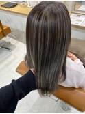 ハイライトカラー白髪ぼかしグレーベージュグレージュカラー
