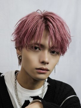 オーシャントーキョーウエスト 心斎橋 (OCEAN TOKYO WEST) ピンクカラーメンズヘアセンターパートコンマバング