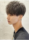大分ツーブロック刈り上げマッシュツイストスパイラルパーマ緩め