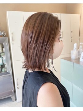 ローヴ 梅田(L'aube) 切りっぱなしボブ　大人ボブ　ブリーチなしカラー　髪質改善