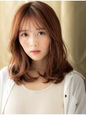 コーラルベージュ/ウォームブラウン/無造作/アンニュイ/20代e