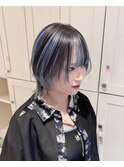 19320_黒髪ブルーアッシュエンドカラーレイヤーインナーブリーチ