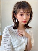 大人可愛い/透け感/前髪/小顔/くびれミディ/ラベンダーカラー