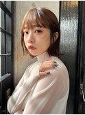 切りっぱなし大人ガーリーくびれボブ チョコレートカラー