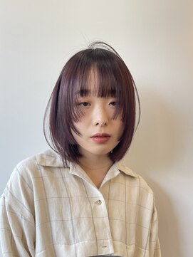 ティム(tim.) 顔まわりレイヤーボブ＊パープルレッドブラウン