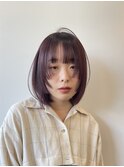 顔まわりレイヤーボブ*パープルレッドブラウン