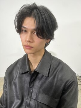 サイン 渋谷(SIGN) メンズセンターパートミディアムカルマパーマボブマッシュウルフ