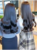 グレージュ　艶巻き　レイヤー　ブリーチ無し