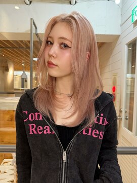 メロウマン(mellowman) レイヤーカット×ピンクベージュ