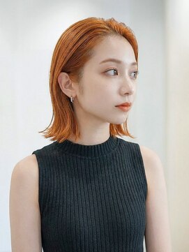 アーダーヘアーサロン 鯖江店(ADER HAIR SALON) オレンジカラー×切りっぱなしボブ
