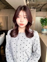 サンルーム(SUN room)&nbsp;外ハネレイヤーカット巻き髪ミディアムレイヤーラベンダーカラー