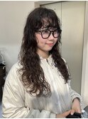 くびれロングデジパカーテンバング鎖骨ミディアムレイヤーウルフ