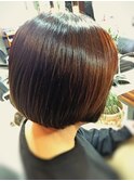 【CAN】大人のミニボブ×オーガニックカラー×縮毛矯正