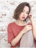 小顔に見せるヘア色っぽボブの柔らかとろみセピアベージュ錦糸町