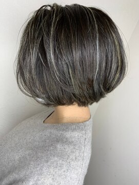 モルニ(MORNI) アッシュグレー_マロンベージュ Aラインボブ かきあげ