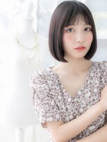 カバーヘア 上尾西口店(COVER HAIR)&nbsp;黒髪シースルーバング小顔切りっぱなしボブb上尾20代30代40代