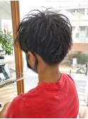 MEN'S HAIR  センターパート　ツイストスパイラル　コンマヘア