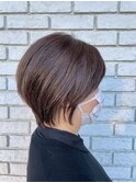 大人かっこいいハイライト×ショート×モーブブラウン
