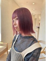 アース コアフュールボーテ 新潟紫竹山店(EARTH coiffure beaute)&nbsp;パープルピンク_外ハネボブ_くびれミディ