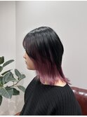 ウルフカットロングウルフラベンダーピンクインナーカラー２０代