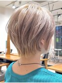 【ハイトーンショート/レイヤーショートボブ/ピンクカラー】