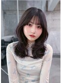 メルティカラー似合わせカットフェミニンロング韓国レイヤー