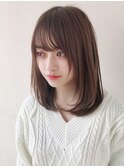 似合わせ前髪顔まわり小顔カットミディアムレイヤーカットヘア