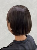 【庭野　スタイル】ダークブラウン×前下がり大人ボブ
