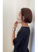 シンプルボブ×ベージュ