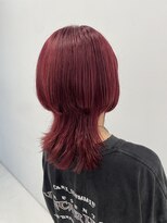 ハイブ 金沢(Hive)&nbsp;1ブリーチクラゲカットディープレッド艶髪個性派カット