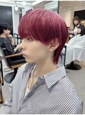 韓国風マッシュヘア×ピンク　赤系カラー　[メンズ]