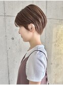 マッシュショートカットブリーチなし透明感カラーベージュカラー