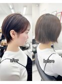 大人ボブシースルーバング前髪イメチェンアンブレラカラー