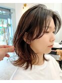【くびれウルフ】ミディアムレイヤー☆韓国風巻き20代～50代