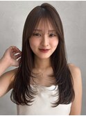 シースルーバング結べるボブホワイトグレージュくびれヘア
