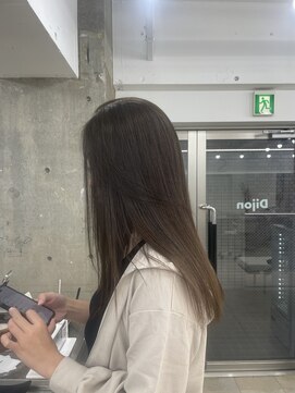 韓国顔まわりレイヤーカットグレージュオリーブベージュブラウン