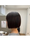 平行ボブ　縮毛矯正　地毛風ストレート　ストレートパーマ