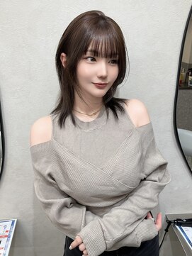 ラルムバイシー 新宿(LARME by Sea) ダブルカラー/カカオブラウン透明感カラー×ロングレイヤー/岡崎