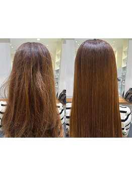 酸熱ストレートで髪のダメージを抑え、自然なストレートヘアに！髪質改善で美シルエットを叶えましょう♪
